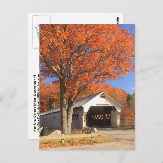 Brug van de West-rivier de Covered en Oak Vermont Briefkaart (Voorkant / Achterkant)