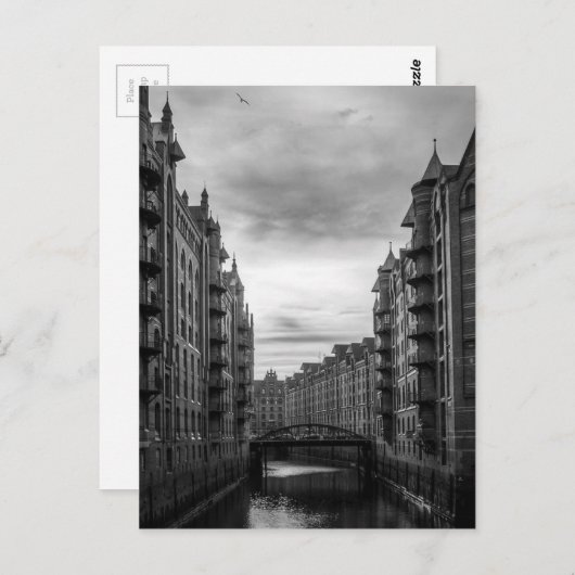 Brug van de Zwarte en Witte Storehouse Briefkaart (Voorkant / Achterkant)