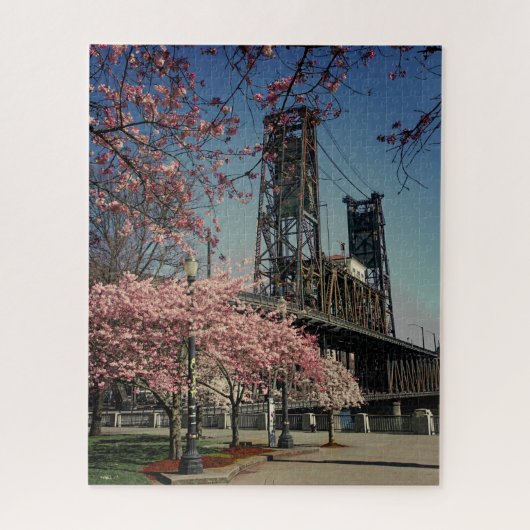 Brug van het centrum van Portland | Cherry Blossom Legpuzzel (Verticaal)