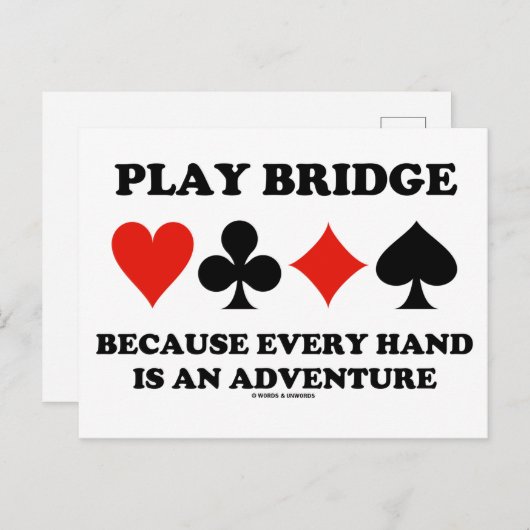 Brug van het spel omdat elke hand een avontuur is briefkaart (Voorkant / Achterkant)