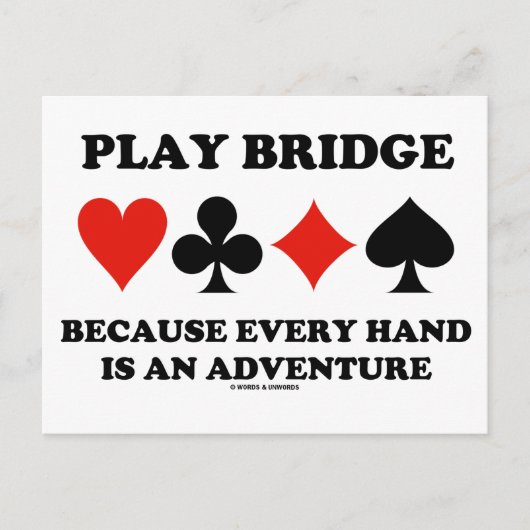 Brug van het spel omdat elke hand een avontuur is briefkaart (Voorkant)
