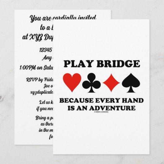 Brug van het spel omdat elke hand een avontuur is kaart (Voorkant / Achterkant)