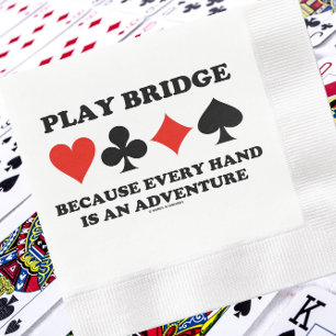 Brug van het spel omdat elke hand een avontuur is servet