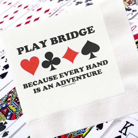 Brug van het spel omdat elke hand een avontuur is servet