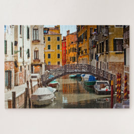 Brug van het Venetië Kanaal Boats Italië Reis Euro Legpuzzel