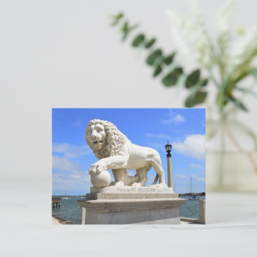 Brug van leeuwenculptuur briefkaart (Staand voorkant)