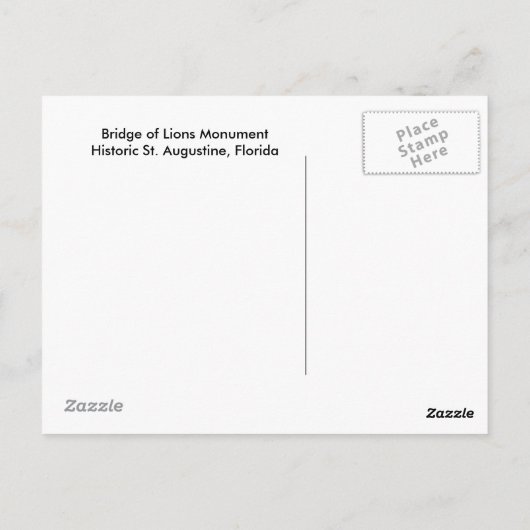 Brug van leeuwenculptuur briefkaart (Achterkant)