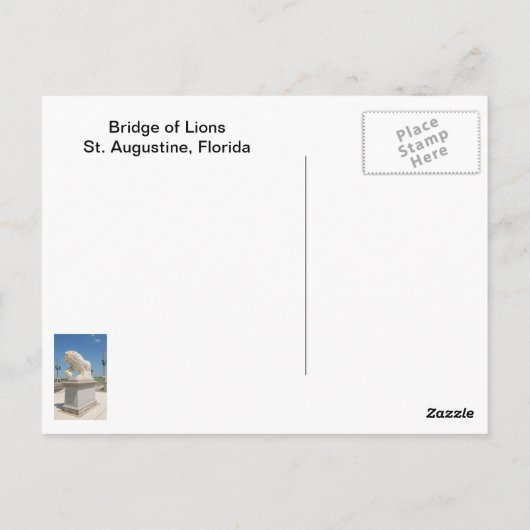 Brug van Lions St. Augustine, Florida Briefkaart (Achterkant)