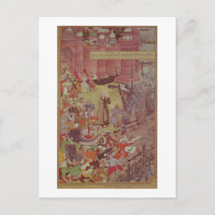 Brug van schepen, gebroken door Akbar (r.1556-1605 Briefkaart