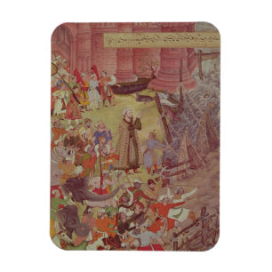 Brug van schepen, gebroken door Akbar (r.1556-1605 Magneet