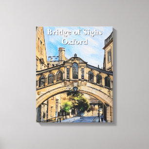 Brug van Zuchten in Oxford Pencil Sketch Canvas Afdruk