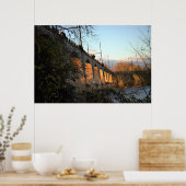 Brug verlicht door zonlicht Poster (Keuken)