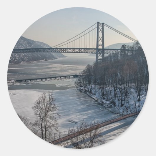 Brug voor beren ronde sticker (Voorkant)