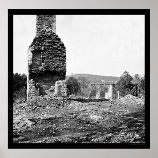 Brug waarvan generaal Longstreet 1864 heeft gedown Poster (Voorkant)