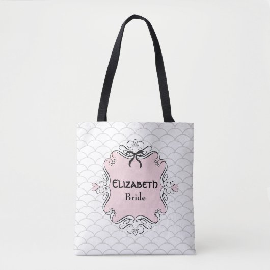 Brugdenroze en wit tote bag (Voorkant)