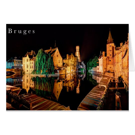 Bruges at night card kaart