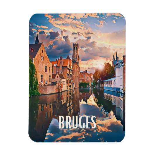 Bruges Belgique Photo Vintage Magneet (Verticaal)