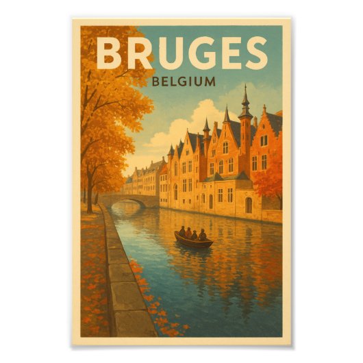 Bruges Belgium Illustration Travel Art Foto Afdruk (Voorkant)