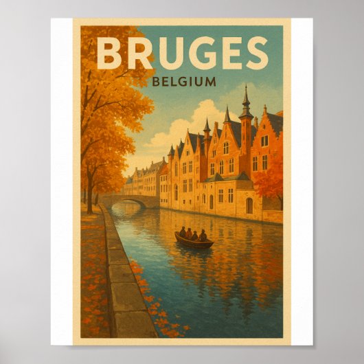 Bruges Belgium Illustration Travel Art Poster (Voorkant)