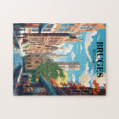 Bruges Belgium Travel Illustration Legpuzzel (Horizontaal)