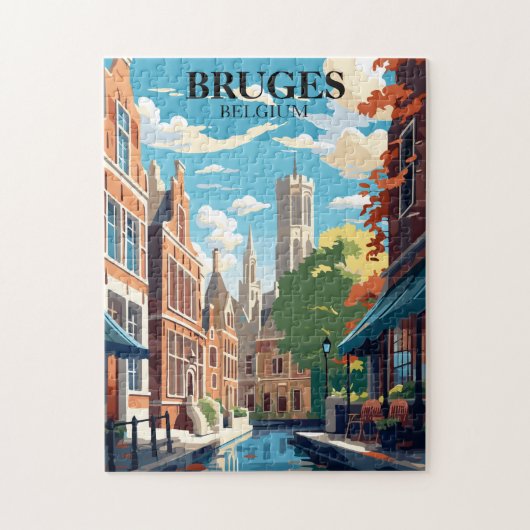 Bruges Belgium Travel Illustration Legpuzzel (Verticaal)