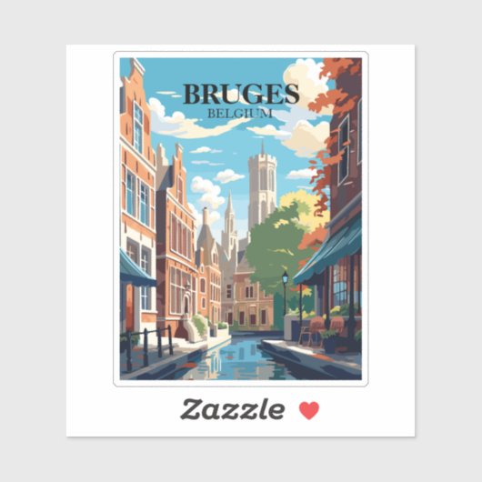 Bruges Belgium Travel Illustration Sticker (Vel)