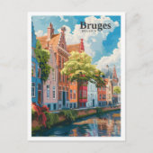 Brugge België Art Vintage Travel Briefkaart (Voorkant)