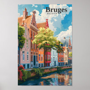 Brugge België Art Vintage Travel Poster