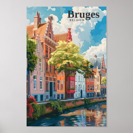 Brugge België Art Vintage Travel Poster (Voorkant)