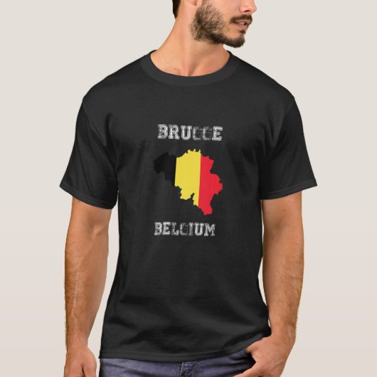Brugge België  België Vlaggenplattegrond T-shirt (Voorkant)