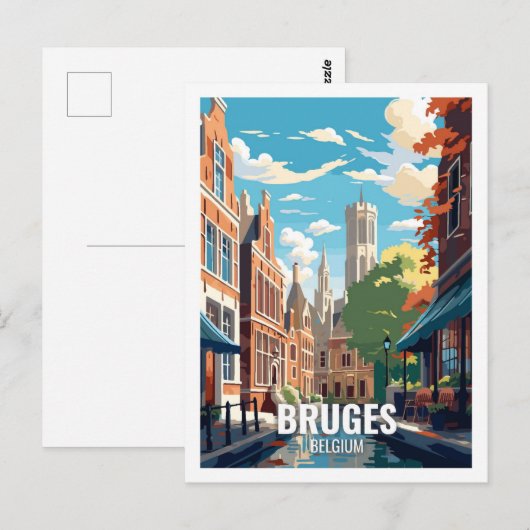 Brugge België Beroemde Reisplekken Briefkaart (Voorkant / Achterkant)