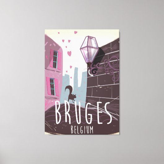 Brugge, België cartoon reisposter Canvas Afdruk (Voorkant)