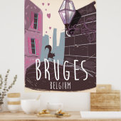 Brugge, België cartoon reisposter Poster (Keuken)