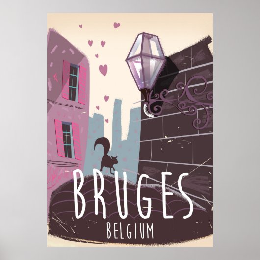 Brugge, België cartoon reisposter Poster (Voorkant)