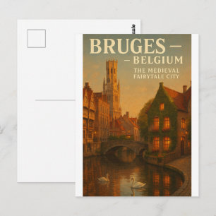 Brugge, België – De middeleeuwse sprookjesstad. Briefkaart