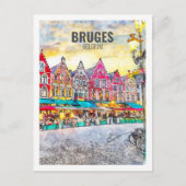 Brugge België Famous Travel Waterverf Sketch Briefkaart (Voorkant)