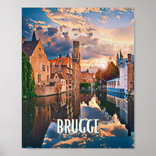 Brugge België Foto van Vintage Poster