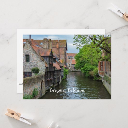 Brugge, België (geëtiketteerd) Kaart (Voorkant / Achterkant in situ)