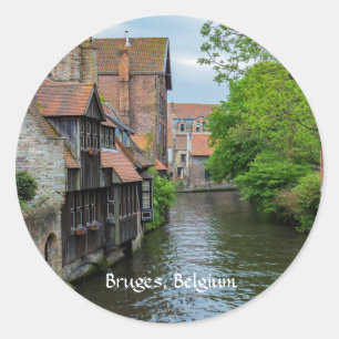 Brugge, België (gelabeld) Ronde Sticker