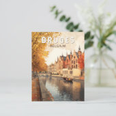Brugge België Illustratie Reizen Kunst Vintage Briefkaart (Staand voorkant)
