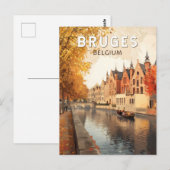 Brugge België Illustratie Reizen Kunst Vintage Briefkaart (Voorkant / Achterkant)