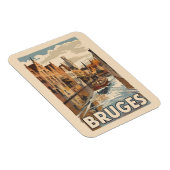 Brugge België Illustratie Reizen Kunst Vintage Magneet (Rechterzijde)