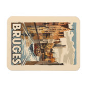 Brugge België Illustratie Reizen Kunst Vintage Magneet (Horizontaal)