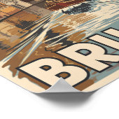 Brugge België Illustratie Reizen Kunst Vintage Poster (Hoek)