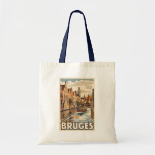 Brugge België Illustratie Reizen Kunst Vintage Tote Bag