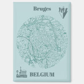 Brugge, België Kaart Magnet (Voorkant)