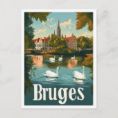 Brugge België Kunst Vintage Reizen Illustratie Briefkaart (Voorkant)