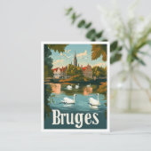 Brugge België Kunst Vintage Reizen Illustratie Briefkaart (Staand voorkant)
