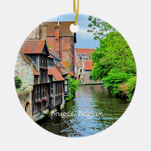 Brugge, België landschapsfoto Keramisch Ornament (Voorkant)