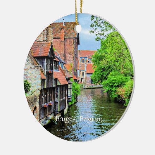 Brugge, België landschapsfoto Keramisch Ornament (Links)